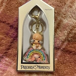 Precious Moments Pastel Rainbow Angel Keychain with Gold Hardware